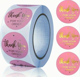 ➡️SuPeR SPECIAL⭕(30) 1" Pink with GOLD FOIL 'Thank You FOR YOUR ORDER' STICKERS!!