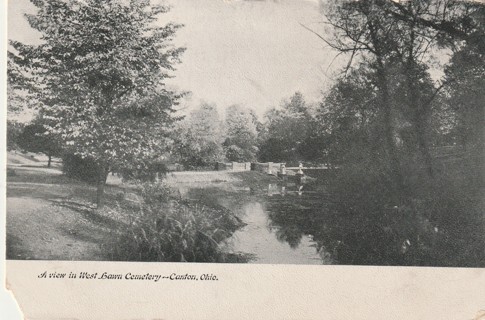 Vintage Unused Postcard: B&W: West Lawn Cemetery, Canton, OH