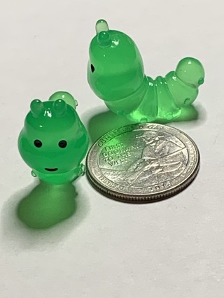 GREEN CATERPILLARS~#4~SET OF 2 CATERPILLARS~GLOW IN THE DARK~FREE SHIPPING!