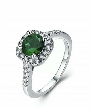 Green emerald cz accented ring nip size 10