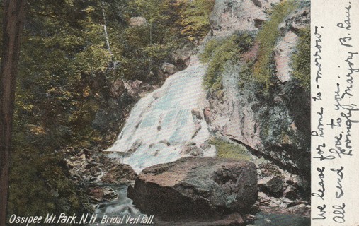 Vintage Used Postcard: j: 1907 Ossipee Mt Park, Bridal Veil Fall, NH