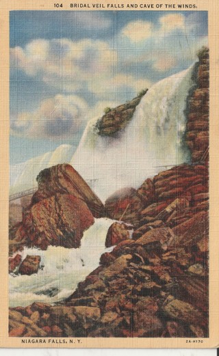 Vintage Used Postcard: 1941 Bridal Veil Falls, Cave of the Winds, Niagara Falls, NY