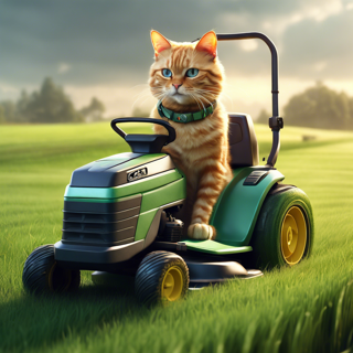 Listia Digital Collectible: Cat Cutting The Grass