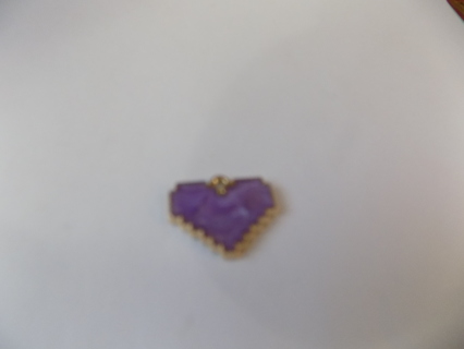 Purple enameled heart digitized pixel charm # 2