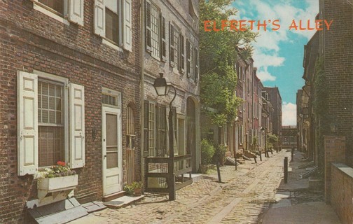 Vintage Used Postcard: d: Elreth;s Alley, The Quaker City, Philadelphia, PA