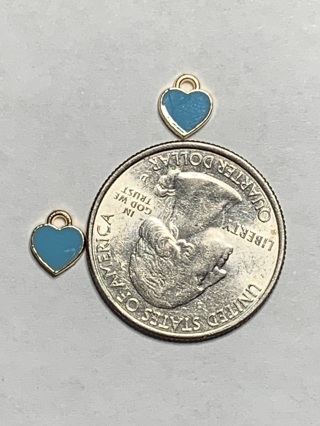 MINI HEART CHARMS~#8~LIGHT BLUE~SET OF 2 CHARMS~FREE SHIPPING!