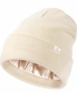 YANIBEST Womens Satin Lined Knit Beanie Hat Acrylic Winter Hats for Women