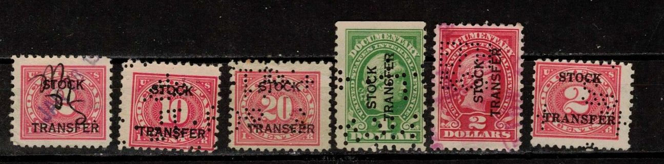 US Revenue Stock Transfer Stamps Perf 10