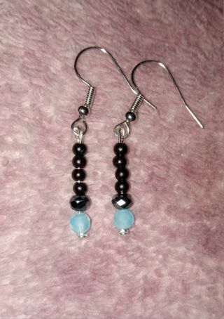 Baby Blue Crystal Hook Earrings new