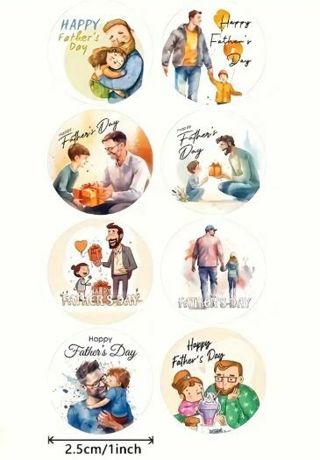 ➡️NEW⭕(8) 1" HAPPY FATHER'S DAY STICKERS!!