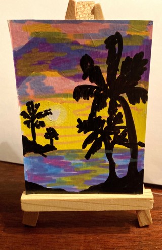 Original Hand painted ACEO, "Colorful Water"