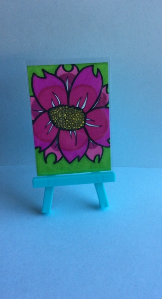 Pink Flower original drawing aceo