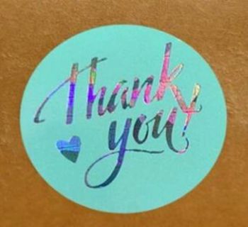 ⭐NEW⭐(1) 1.5" HOLOGRAPHIC 'thank you' Shipping stickers BNWOT.