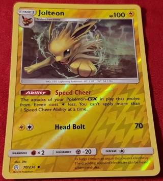 ⚡ Pokemon Card Jolteon  70/236  ⚡ 100 HP Reverse Holo Sun & Moon Cosmic Eclipse