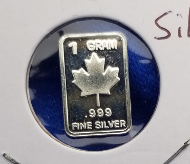 One gram .999 pure fine ☆Silver☆ collectable bar ~ Maple Leaf ~