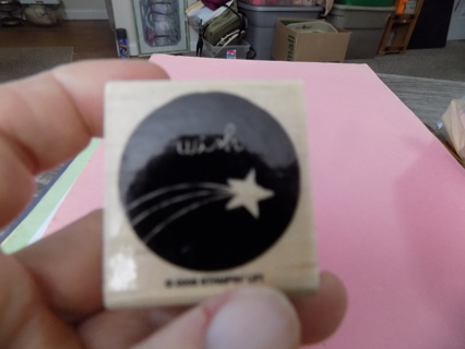 wood mount rubber stamp wish/shooting star in circle