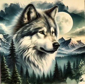 Beautiful Wolf - 3 x 4” MAGNET - GIN ONLY