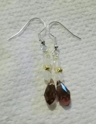 Purple tear Drop beaded hook earrings new