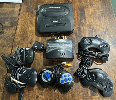  Vintage Sega Genesis 2 Consoles 5 Controllers and some Plug In's