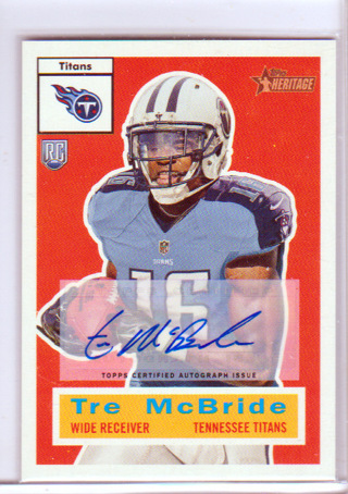 Tre McBride, 2015 Topps Heritage ROOLIE AUTOGRAPH Football Card #84. Tennessee Titans, (L2