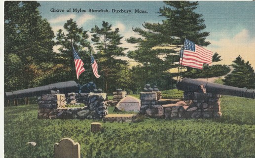 Vintage Unused Postcard: c: Grave of Myles Standish, Duxbury, MA