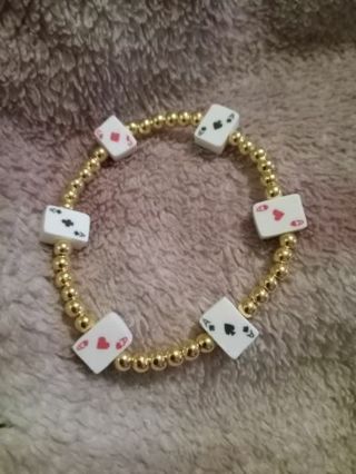 New! Aces of cards charm stretch bracelet