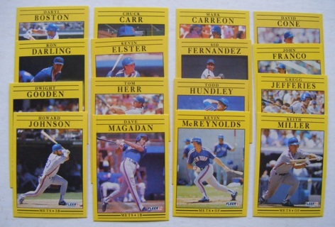 1991 Fleer New York Mets Team Set - All 27 Cards