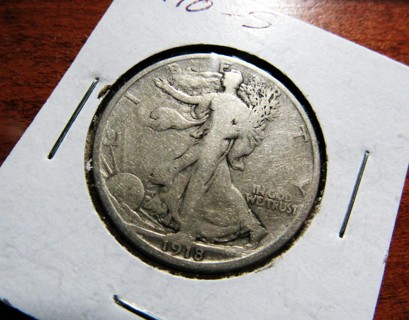 ★★ 1918-S WALKING LIBERTY HALF DOLLAR VG ★★ **90% SILVER**