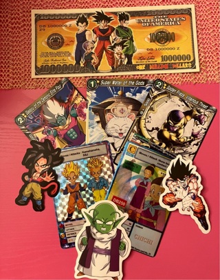 Tiny Dragon Ball Z bundle, cards,stickers,+extras,9pieces(chosen Random)