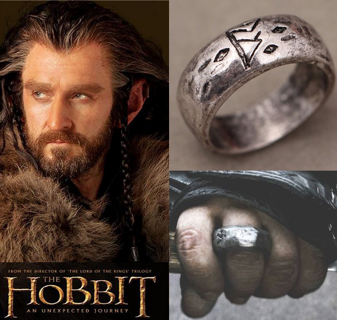 NEW MENS Hobbit Thorin Oakenshield King Durin's Folk SILVER RUNE RING Lord of Rings LAST ONE!