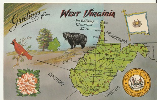 Vintage Unused Postcard: a: Greetings from West Virginia
