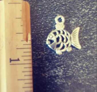 Fish Charm  Silvertone   Scrapbooking  Pen Pal  Card Making Jewerly Crafting