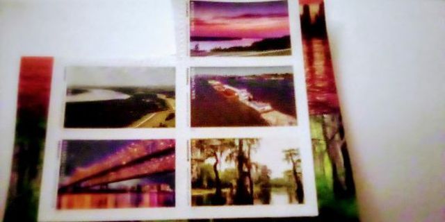 5- FOREVER US POSTAL STAMPS. MIGHTY MISSISSIPPI