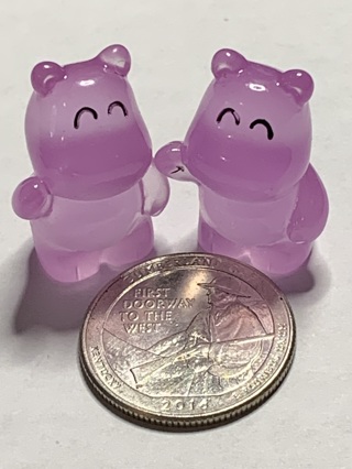 HIPPOPOTAMUS/HIPPO~#1~PURPLE~SET OF 2~GLOW IN THE DARK~FREE SHIPPING!