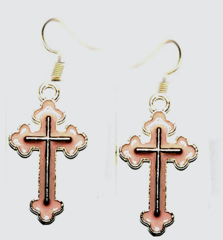 GP ENAMEL PEACH  CROSS EARRINGS (PLEASE READ DESCRIPTION