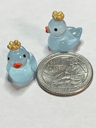 CROWN DUCKS~#6~BLUE~SET OF 2 DUCKS~GLOW IN THE DARK~FREE SHIPPING!