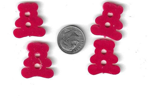 Red Teddy Bear Buttons - 4