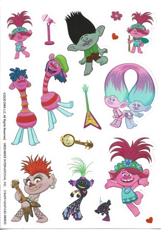 Brand New Never Been Used Sheet Of Trolls World Tour Stickers 