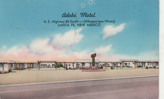 Vintage Used Postcard: C: 1957 Adobe Motel, Santa Fe, NM