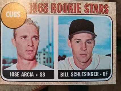 1968 T.C.G. CHICAGO CUBS ROOKIE STARS ARCIA/ SCHLESINGER BASEBALL CARD# 258