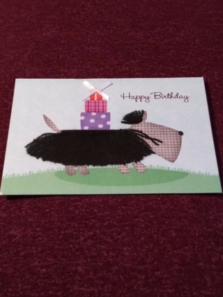 Happy Birthday Card - Shaggy Dog & Presents 