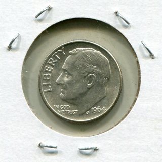 1964 D Roosevelt Dime Error-Die Clash-B.U.