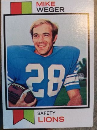 1973 TOPPS MIKE WEGER DETROIT LIONS FOOTBALL CARD# 39