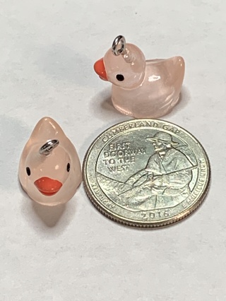 DUCKS~#10~LIGHT PINK~SET OF 2 DUCKS~CHARMS & GLOW IN THE DARK~FREE SHIPPING!