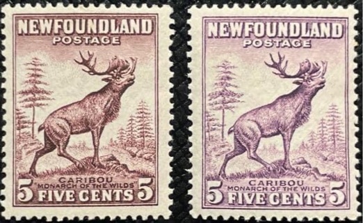 MH NFLD SC#190, 191 (Die I, II) 5c Caribou 