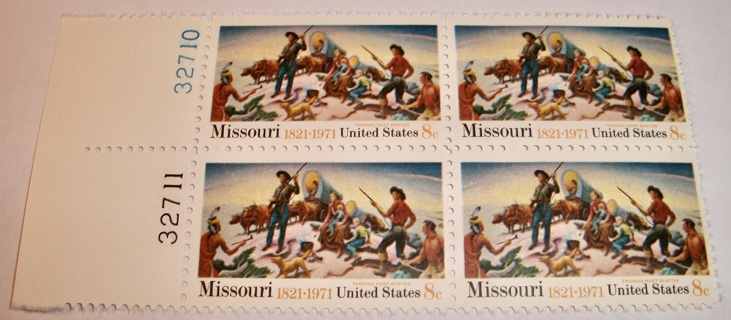 Scott #1426 Missouri 1821-1971, Pane of 4 Useable 8¢ US Postage Stamps