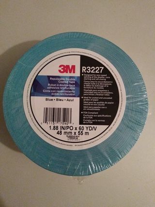 3M™ Repulpable Web Processing Double Coated Tape R3227 BLUE 1.88 IN/PO X 60 YD