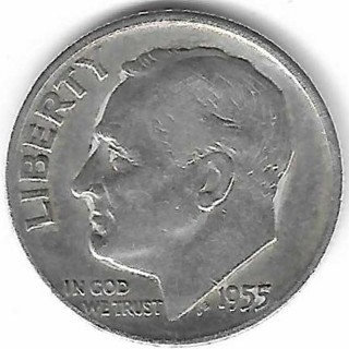 1955-D Roosevelt Dime 90% Silver U.S. 10 Cent Coin