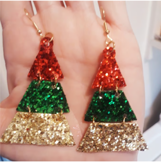 Christmas Tree Glitter Earrings