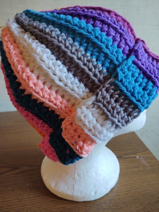 Hand Crocheted Patchwork Stripe Hat